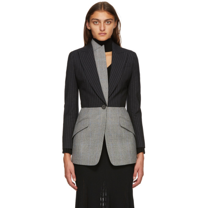 Alexander McQueen Black and Grey Pinstripe Blazer Alexander McQueen