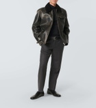 Prada Shearling-trimmed leather jacket