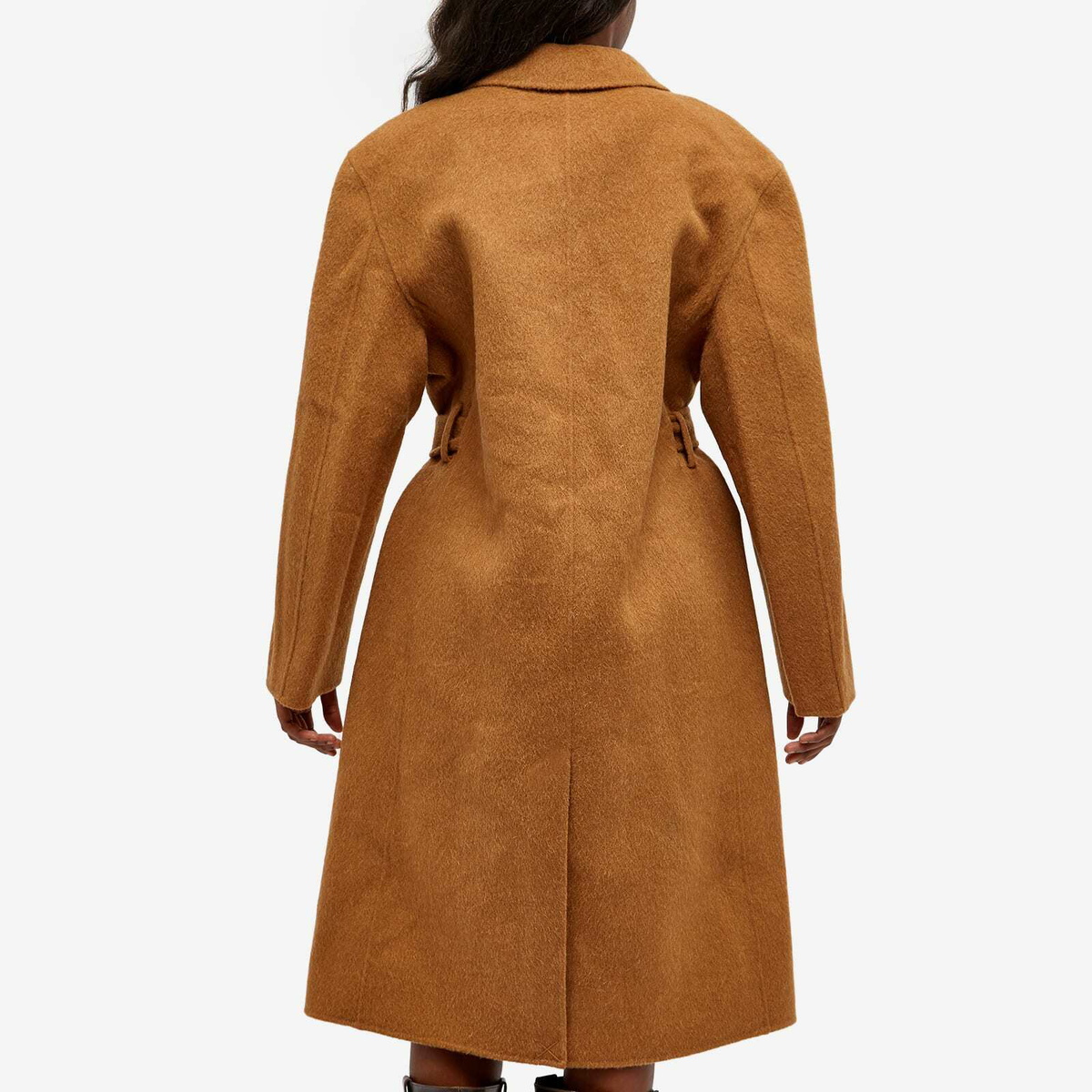 Acne Studios Women's Onessa Double Textured Coat in Camel Beige