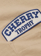 Cherry Los Angeles - Mechanic Camp-Collar Logo-Appliquéd Cotton-Blend Shirt - Neutrals