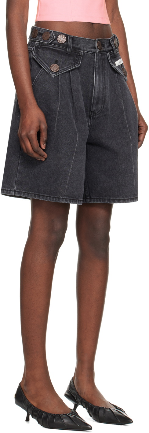 ☆TWO POCKETS DENIM SHORTS/KIMHEKIM☆ KIMHĒKIM Black Two Pocket Denim Shorts KIMHĒKIM