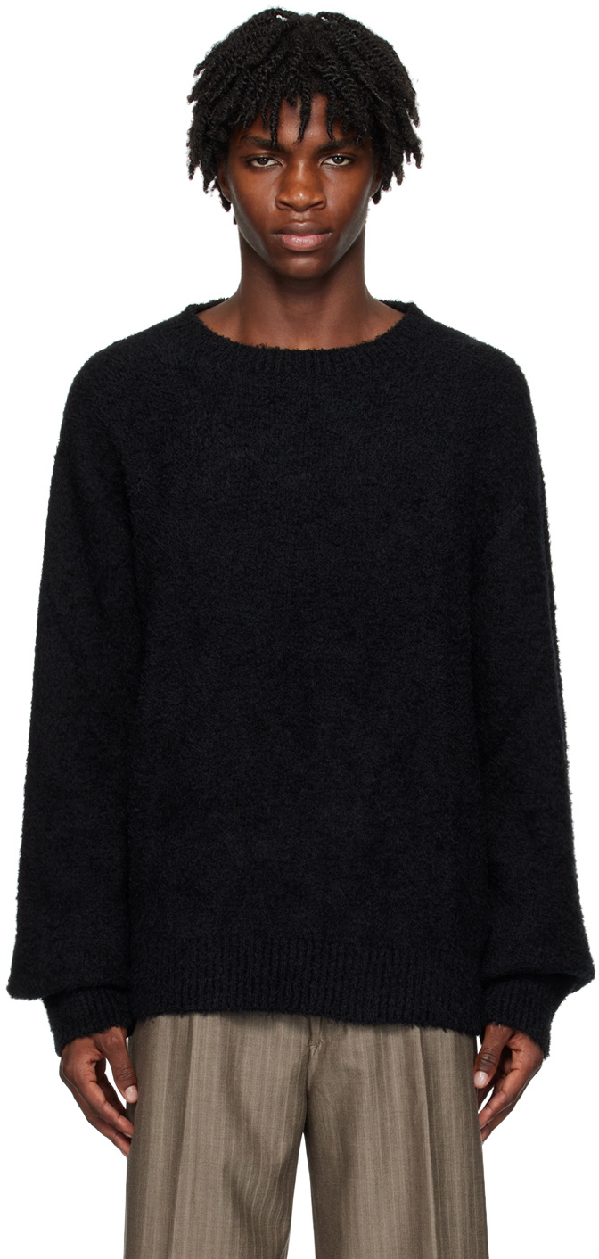 black fluffy sweater