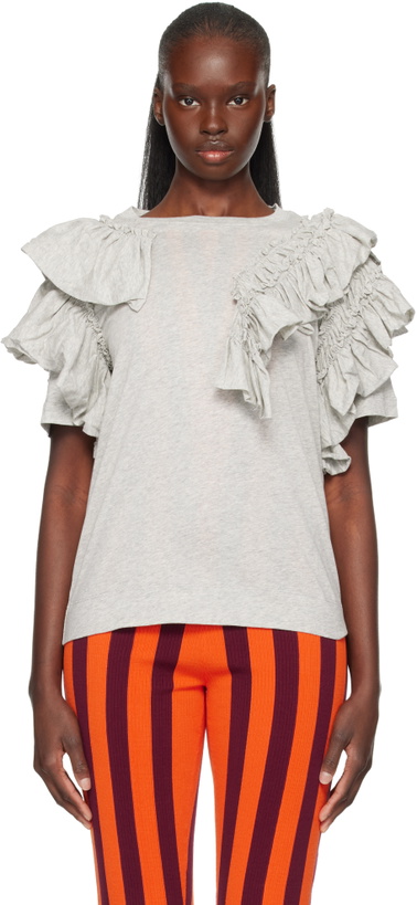 Photo: Dries Van Noten Gray Ruffled T-shirt