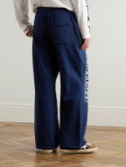 KAPITAL - Printed Cotton-Blend Jersey Sweatpants - Blue