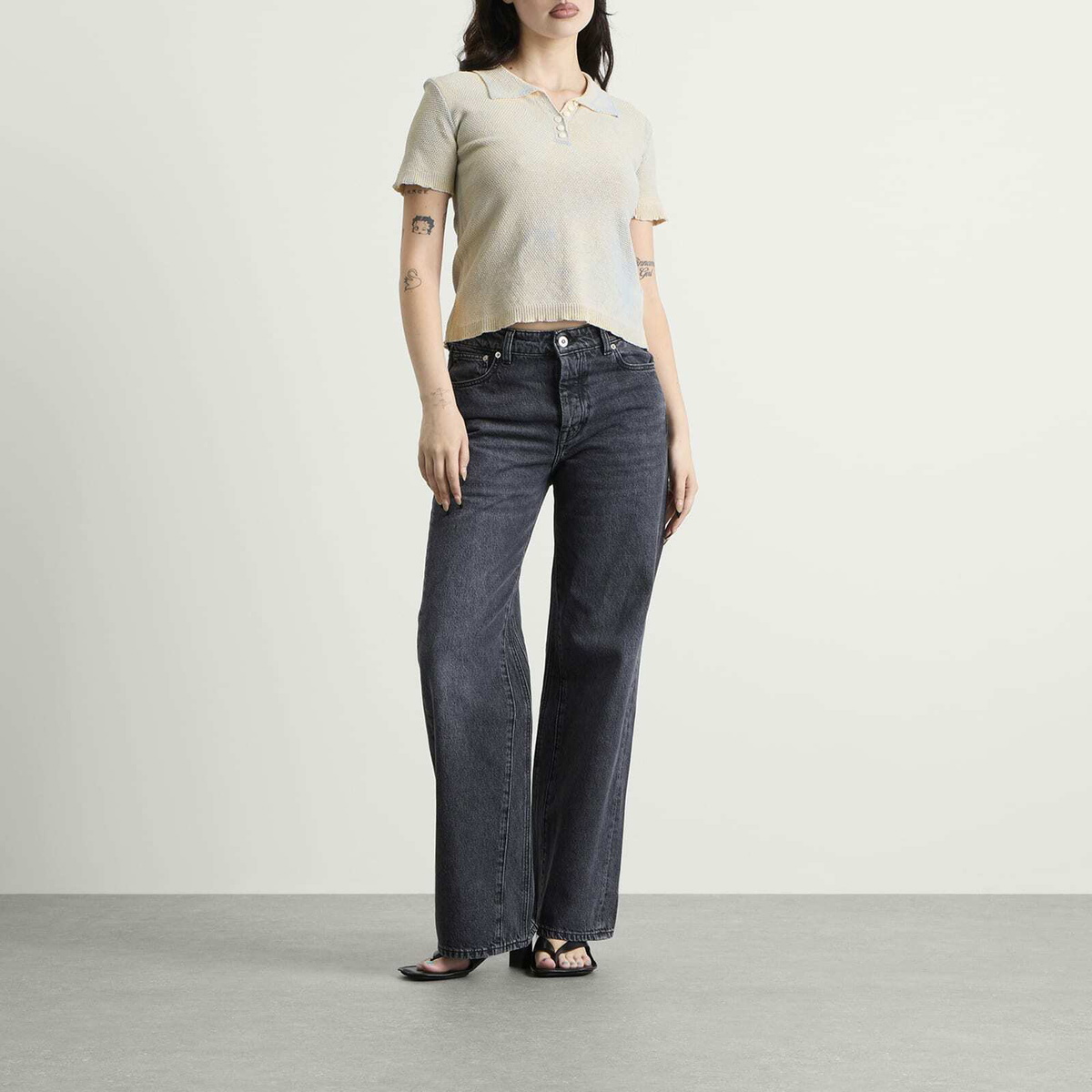 Maison Margiela Women's Stamped Cotton Polo in Pale Blue