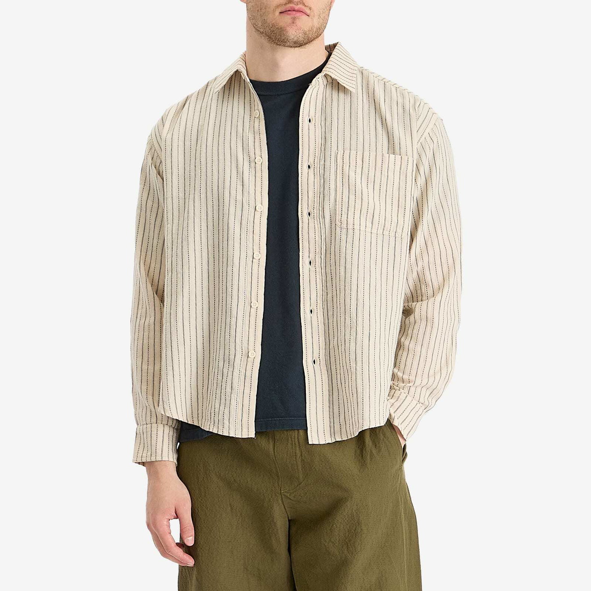 Café Mountain Men's Dotted Stripe Heritage Shirt in Chalk