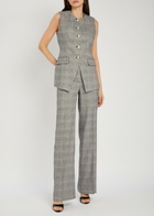 Veronica Beard Jude Checked Straight-leg Trousers Black