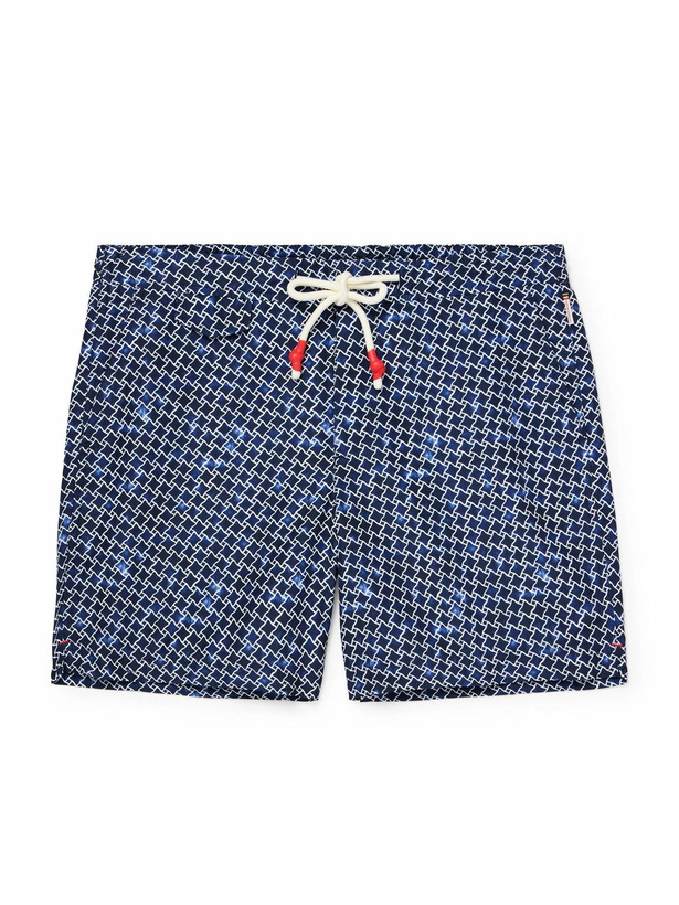 Photo: Orlebar Brown - Standard Terrazzo Slim-Fit Mid-Length Printed Recycled Swim Shorts - Blue