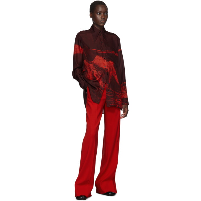 Kwaidan Editions Red Silk Habotai 70s Collar Shirt