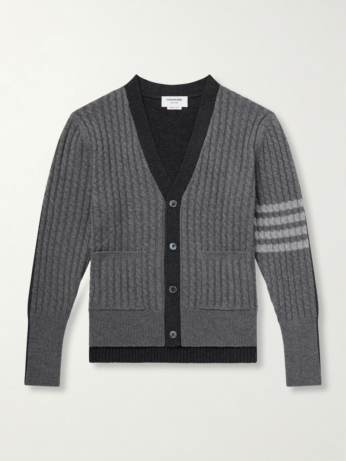 Thom Browne - Cable-Knit Virgin Wool Cardigan - Gray