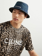 CELINE - Logo-Embroidered Denim Bucket Hat - Blue
