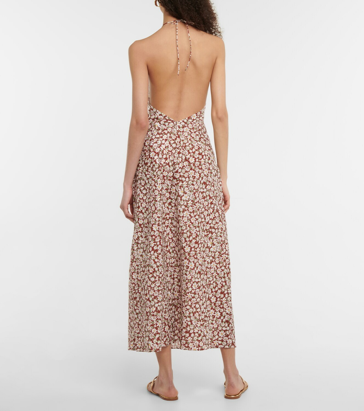 Rixo Sabrina floral halterneck midi dress