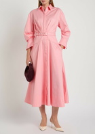 Rebecca Vallance Dianthe Belted Stretch Cotton-poplin Midi Shirt Dress Pink