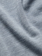 WILLIAM LOCKIE - Slim-Fit Mélange Merino Wool Polo Shirt - Blue