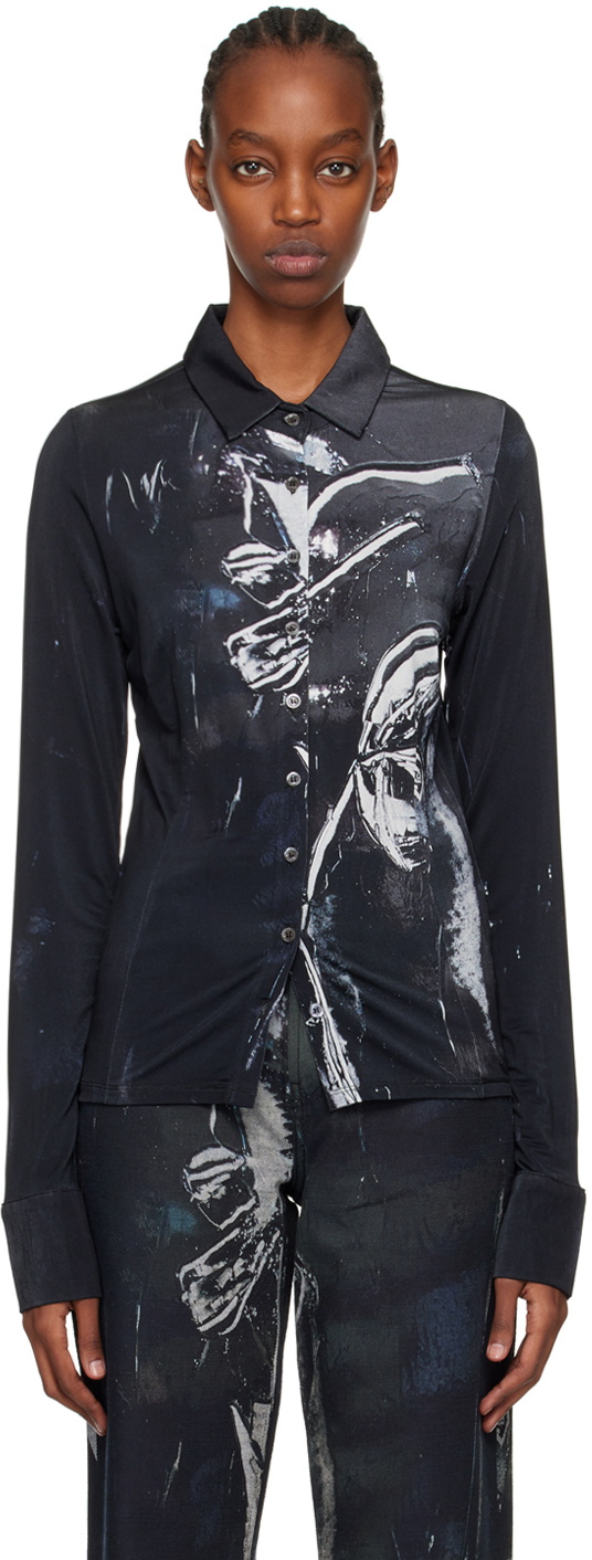 Louisa Ballou Black Button Up Shirt