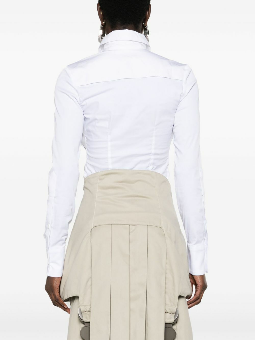 Sinead O'Dwyer White Point-Collar Shirt Bodysuit