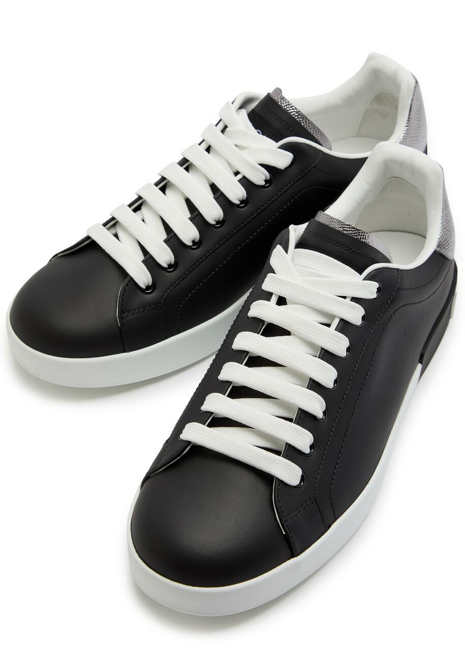 Dolce & Gabbana Portofino Panelled Leather Sneakers Black