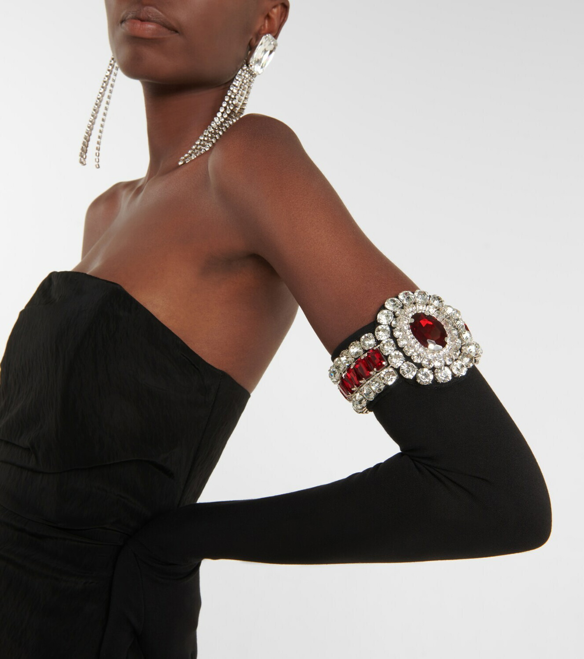 David Koma Moiré minidress and embellished gloves