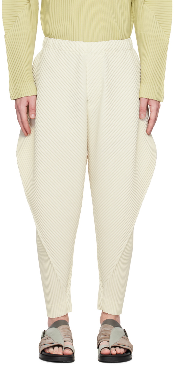HOMME PLISSÉ ISSEY MIYAKE White Calla Lily Trousers Homme Plisse Issey  Miyake