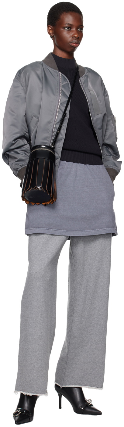 sacai Gray Nylon Bomber Jacket Sacai