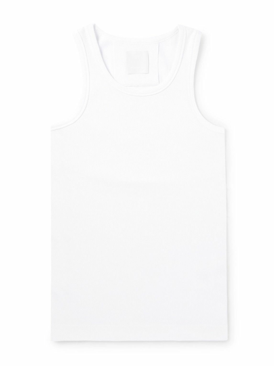 Photo: Givenchy - Slim-Fit Ribbed Stretch-Cotton Tank Top - White