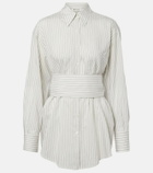 Róhe Belted striped silk and cotton shirt