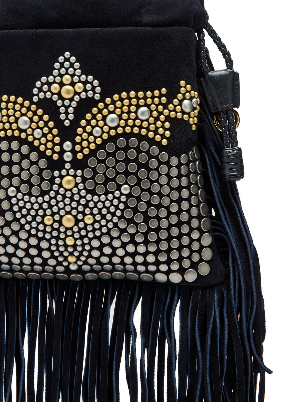 Etro Kalispera Small Stud-embellished Suede Shoulder bag - Blue - One Size