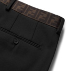 Fendi - Black Slim-Fit Logo-Trimmed Woven Trousers - Black