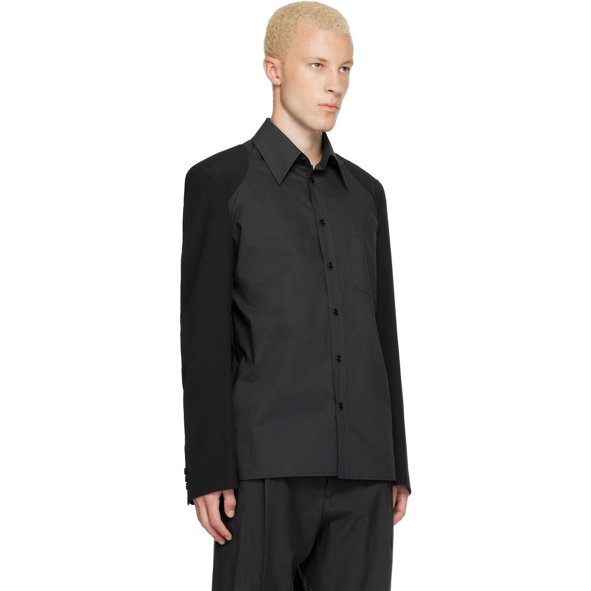 MM6 Maison Margiela Black Long-Sleeved Shirt