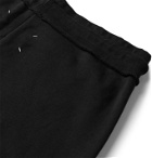 Maison Margiela - Tapered Leather-Appliquéd Organic Loopback Cotton-Jersey Drawstring Sweatpants - Black