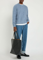 Wax London Hyatt Cable-knit Jumper Blue