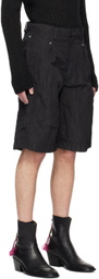 Omar Afridi Black Crinkled Shorts