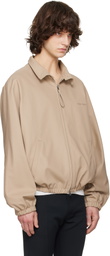 Courrèges Beige Cotton Zipped Bomber Jacket