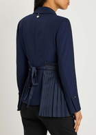 High Scintellate Pleated Stretch-jersey Blazer Navy