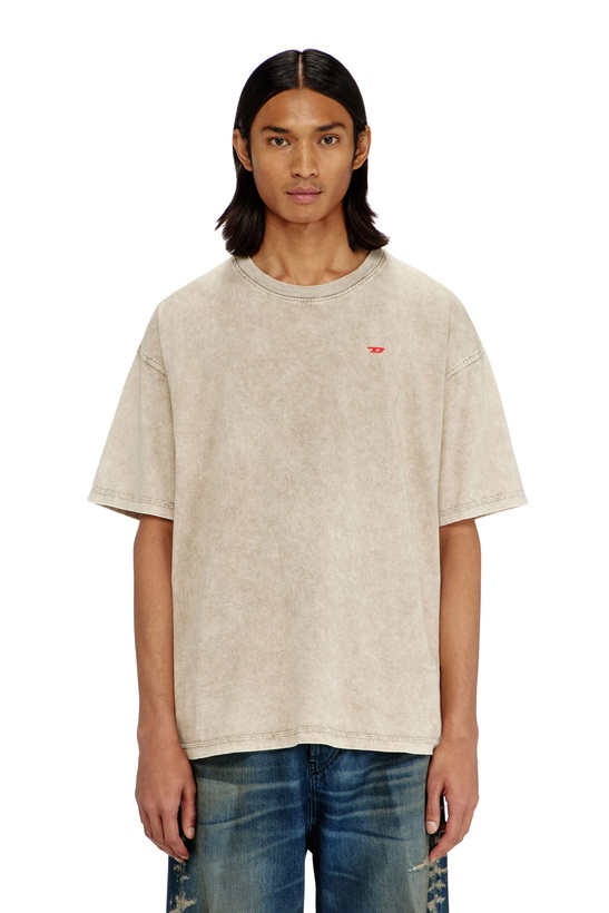 Photo: Diesel Cotton T-shirt with treated effect - T-Shirts Mens in Beige