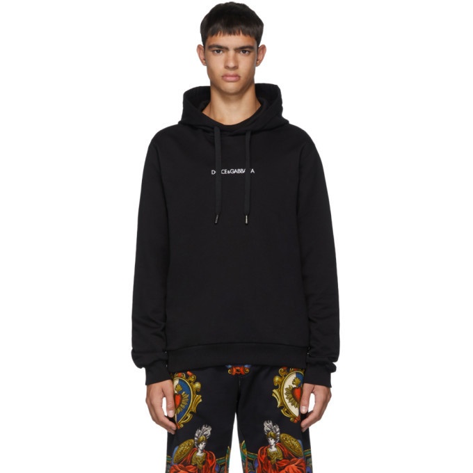Photo: Dolce and Gabbana Black Embroidered Logo Hoodie