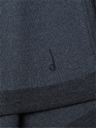 Dunhill - Logo-Appliquéd Honeycomb-Knit Wool and Silk-Blend Polo Shirt - Blue