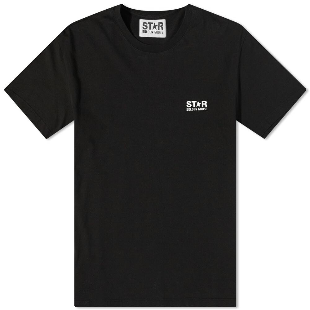 Golden Goose Men's Star Front Back Print T-Shirt in Black/White Golden