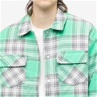 Represent Men's Quilted Flannel Shirt Jacket in Green