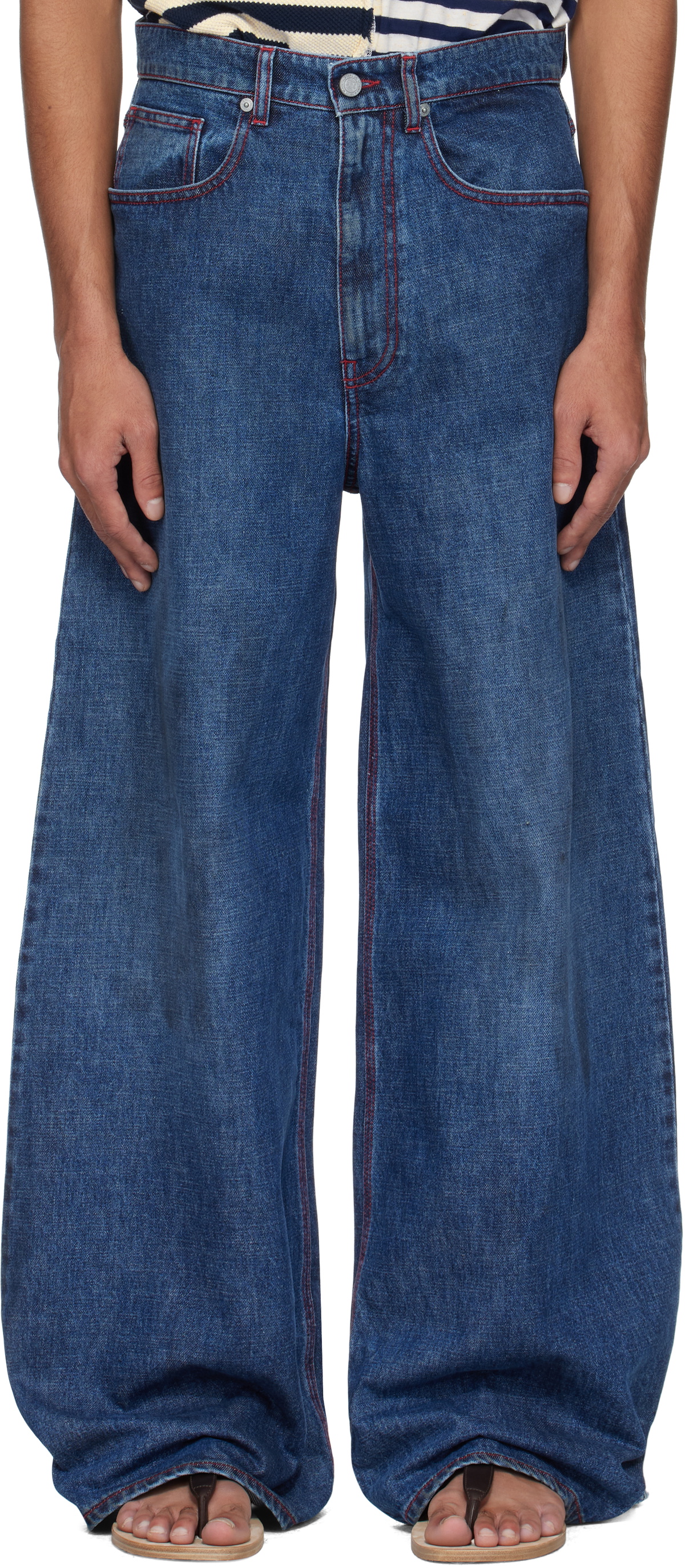 未使用品 イーアールエル ERL 25SS BAGGY INDIANA DISTRESSED JEANS