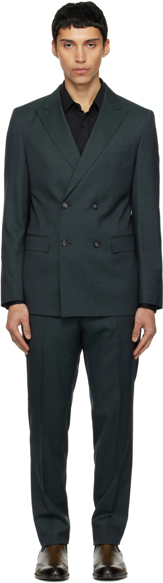 BOSS Gray Slim-Fit Virgin Wool Suit