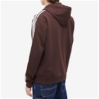 Adidas Men's 3 Stripe Hoodie in Shadow Brown