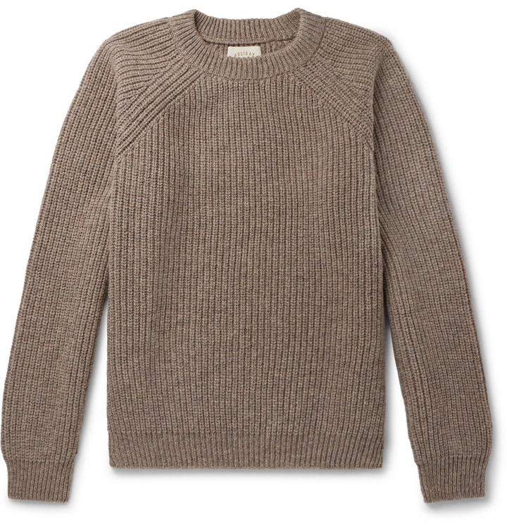 Photo: Holiday Boileau - Austin Ribbed Mélange Wool Sweater - Brown