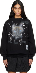 Maison MIHARA YASUHIRO Black Cat Printed Embellished Distressed Sweatshirt