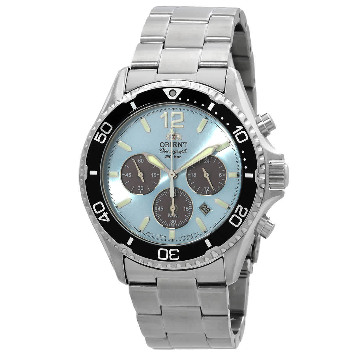 Orient Sports Solar Powered Chronograph Blue Dial Mens Watch RATX0206L10B