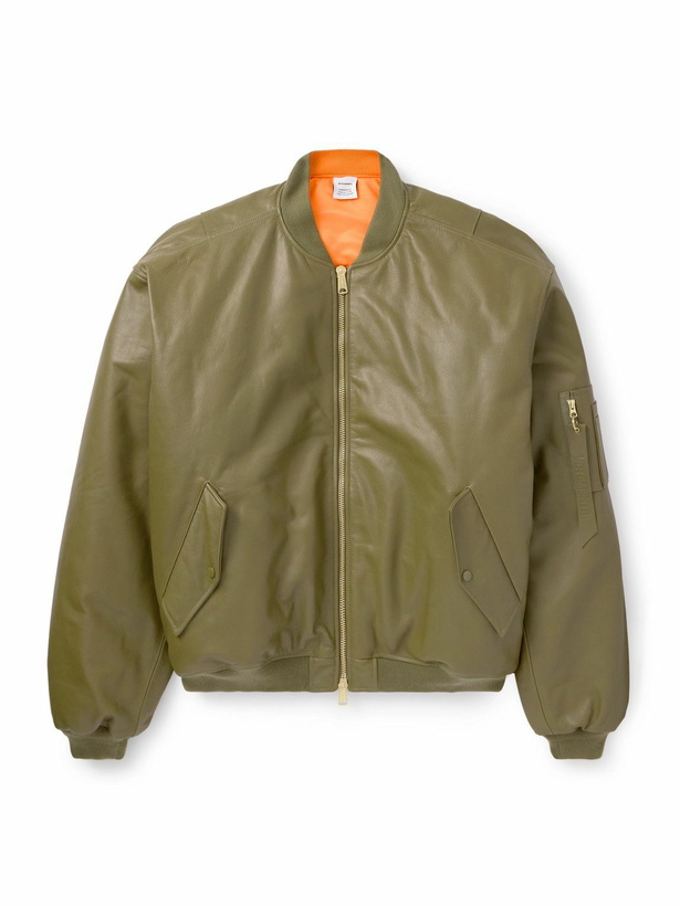 Photo: VETEMENTS - Oversized Leather Bomber Jacket - Green