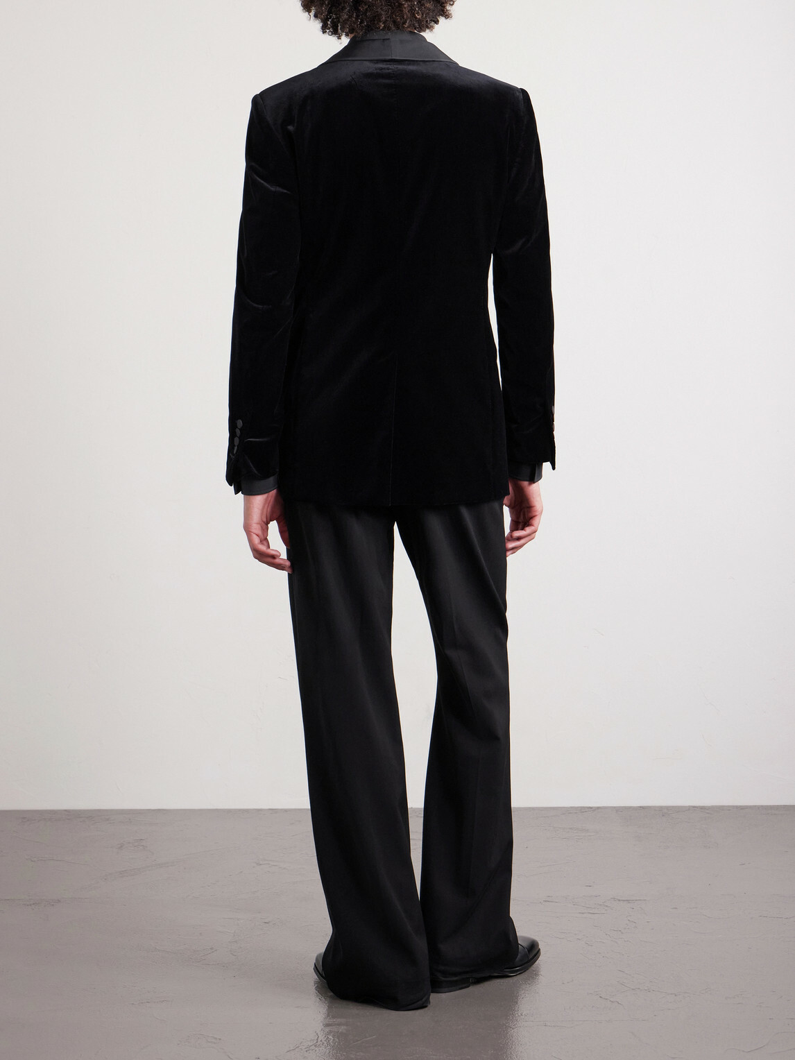 TOM FORD - Satin-Trimmed Cotton-Blend Velvet Suit Jacket - Black