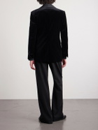 TOM FORD - Satin-Trimmed Cotton-Blend Velvet Suit Jacket - Black
