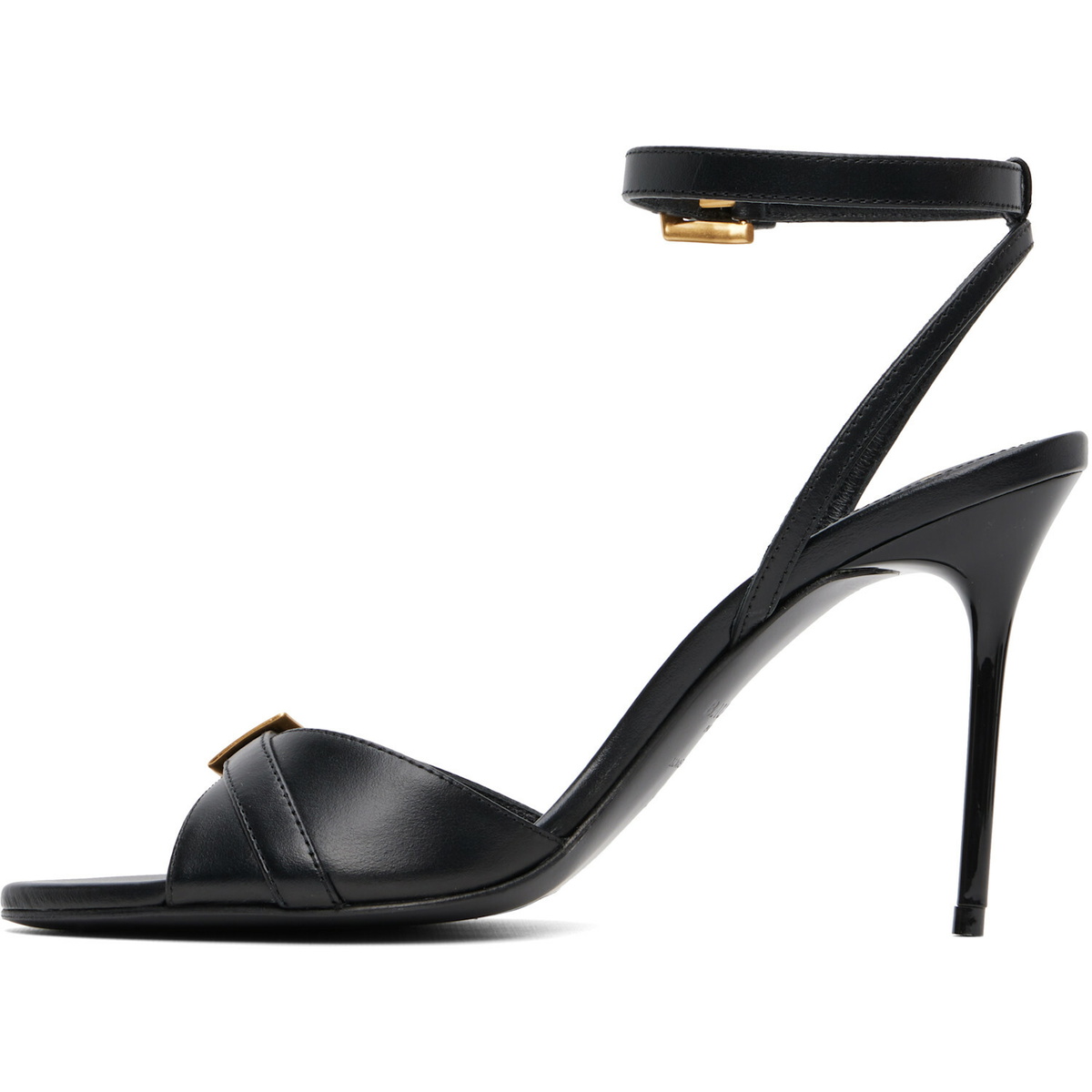 BALMAIN Black Anthem Leather Heeled Sandals