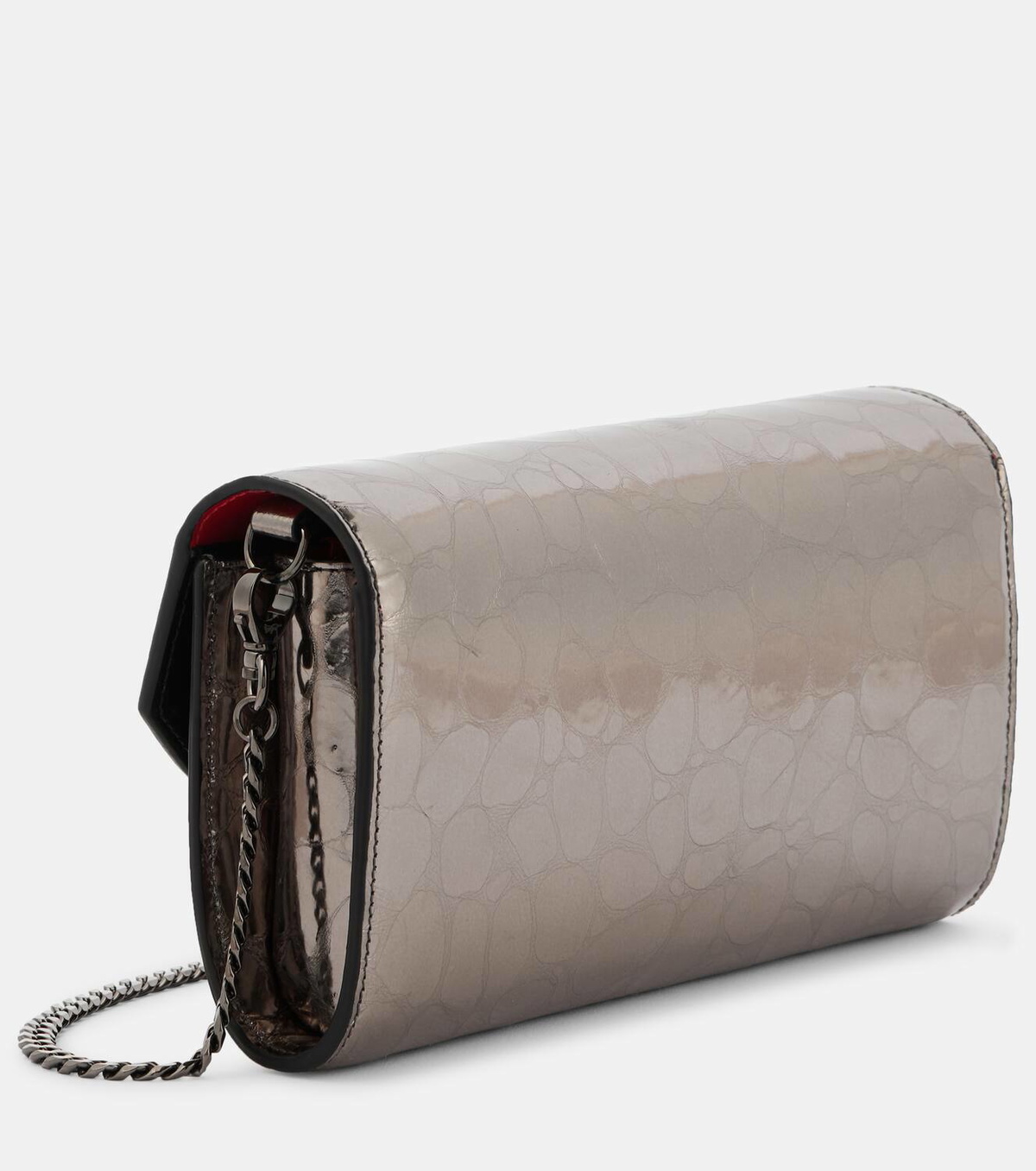 Christian Louboutin Loubi54 metallic leather wallet on chain